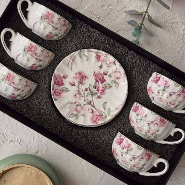 فنجان نعلبکی قهوه خوری گل رز