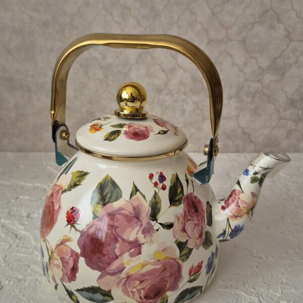 کتری لعابی گل رز