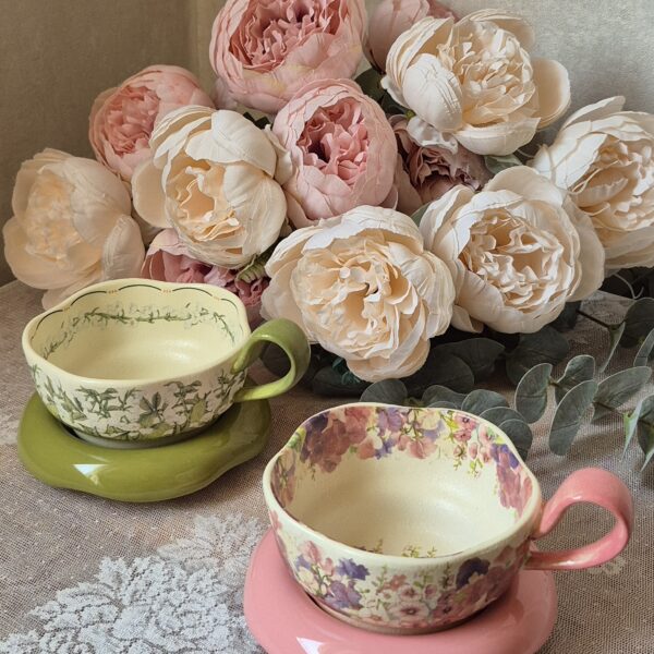 فنجان نعلبکی سرامیک گلدار