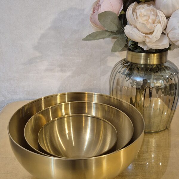 ست کاسه 3 عددی استیل طلایی