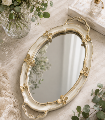 سینی کف آینه طرح پروانه بهاری