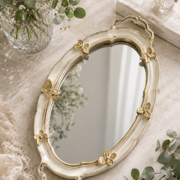سینی کف آینه طرح پروانه بهاری